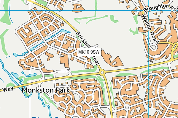 MK10 9SW map - OS VectorMap District (Ordnance Survey)