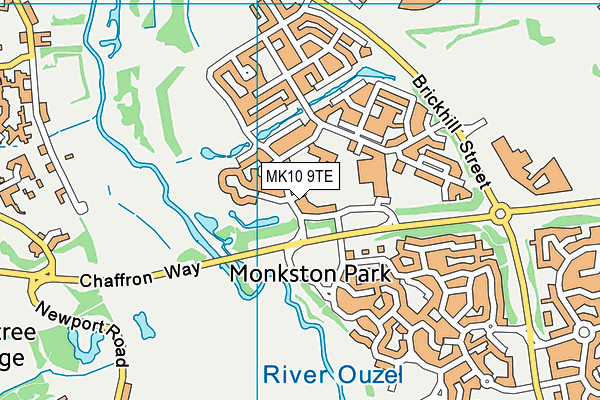 MK10 9TE map - OS VectorMap District (Ordnance Survey)