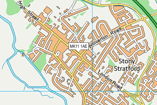 MK11 1AE map - OS VectorMap District (Ordnance Survey)