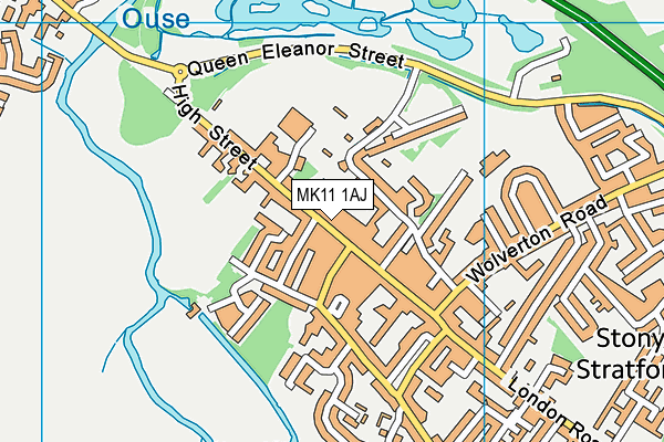 MK11 1AJ map - OS VectorMap District (Ordnance Survey)