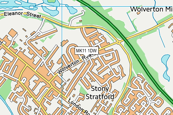 MK11 1DW map - OS VectorMap District (Ordnance Survey)