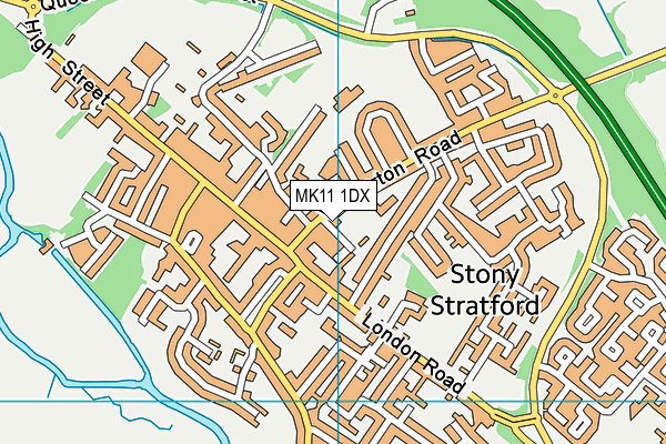 MK11 1DX map - OS VectorMap District (Ordnance Survey)