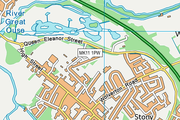 MK11 1PW map - OS VectorMap District (Ordnance Survey)