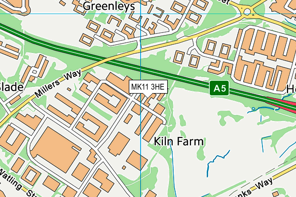 MK11 3HE map - OS VectorMap District (Ordnance Survey)