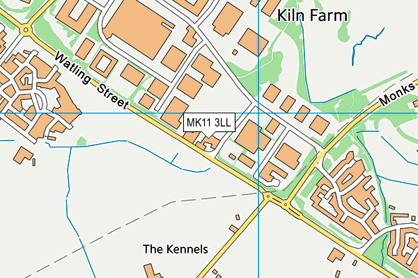 Kiln Farm Football Pitch (Closed) map (MK11 3LL) - OS VectorMap District (Ordnance Survey)