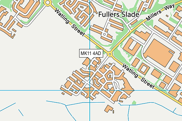 MK11 4AD map - OS VectorMap District (Ordnance Survey)