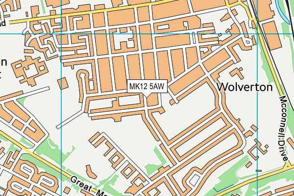MK12 5AW map - OS VectorMap District (Ordnance Survey)