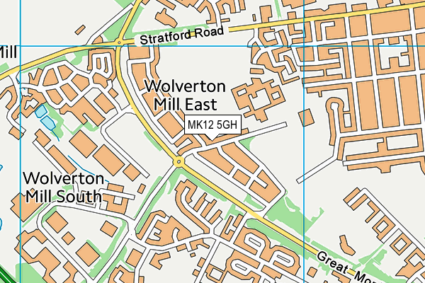 Wolverton Swimming & Fitness Centre map (MK12 5GH) - OS VectorMap District (Ordnance Survey)