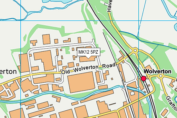 MK12 5PZ map - OS VectorMap District (Ordnance Survey)