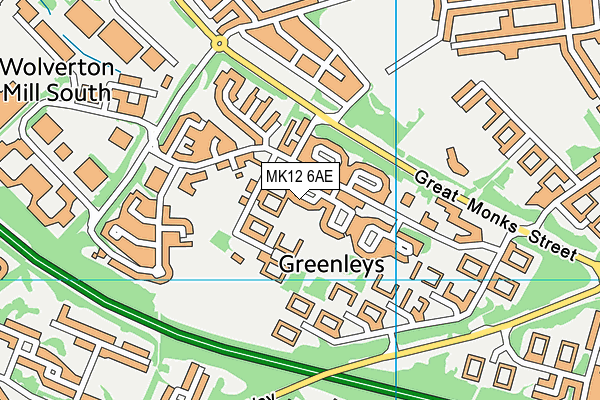 MK12 6AE map - OS VectorMap District (Ordnance Survey)