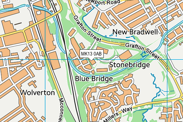 MK13 0AB map - OS VectorMap District (Ordnance Survey)