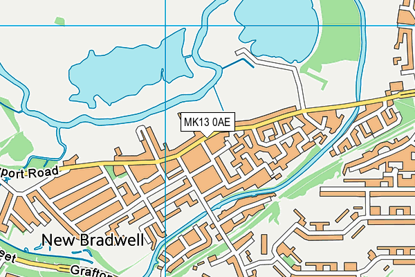 MK13 0AE map - OS VectorMap District (Ordnance Survey)