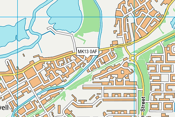 MK13 0AF map - OS VectorMap District (Ordnance Survey)