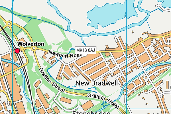 MK13 0AJ map - OS VectorMap District (Ordnance Survey)