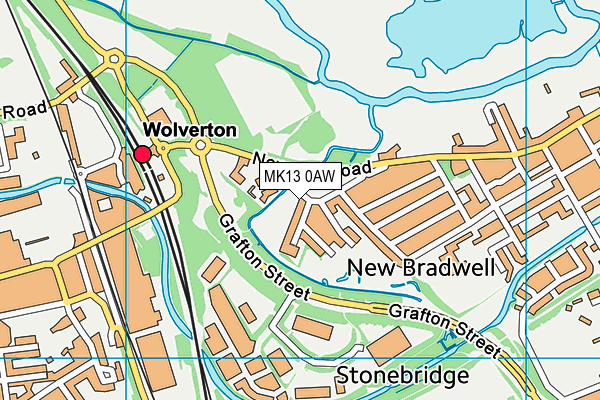 MK13 0AW map - OS VectorMap District (Ordnance Survey)