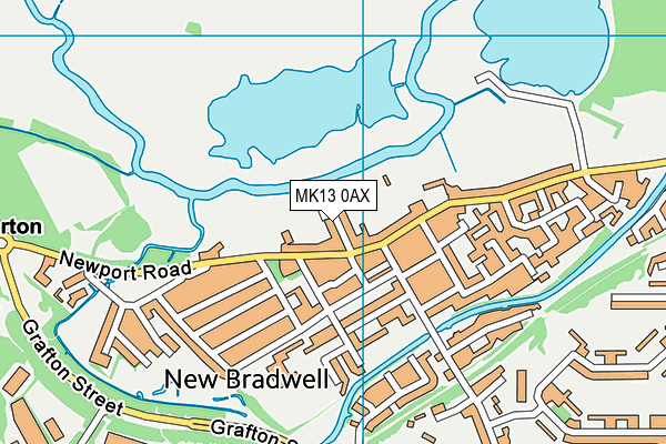 MK13 0AX map - OS VectorMap District (Ordnance Survey)