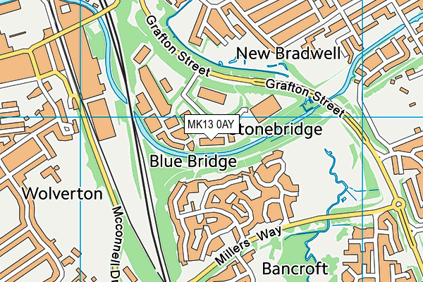 MK13 0AY map - OS VectorMap District (Ordnance Survey)