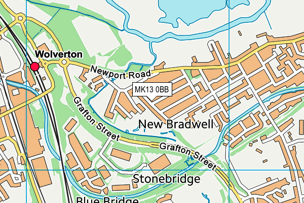 MK13 0BB map - OS VectorMap District (Ordnance Survey)