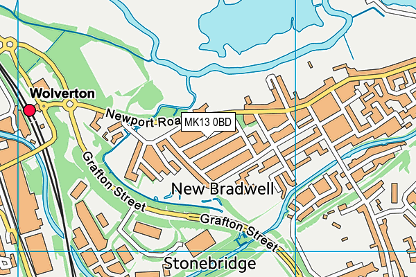 MK13 0BD map - OS VectorMap District (Ordnance Survey)