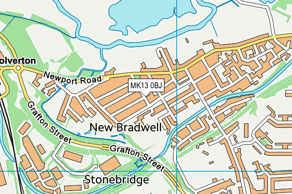 MK13 0BJ map - OS VectorMap District (Ordnance Survey)