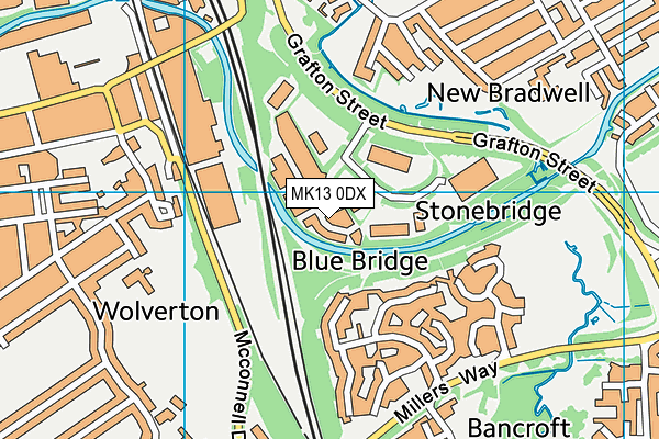 MK13 0DX map - OS VectorMap District (Ordnance Survey)