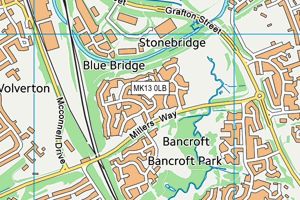 MK13 0LB map - OS VectorMap District (Ordnance Survey)