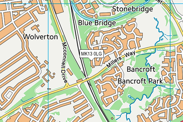 MK13 0LG map - OS VectorMap District (Ordnance Survey)