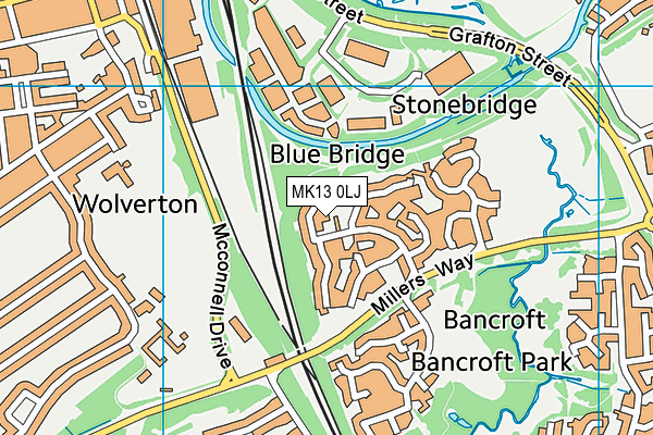 MK13 0LJ map - OS VectorMap District (Ordnance Survey)