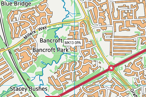 MK13 0PA map - OS VectorMap District (Ordnance Survey)