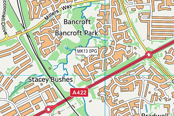 MK13 0PG map - OS VectorMap District (Ordnance Survey)