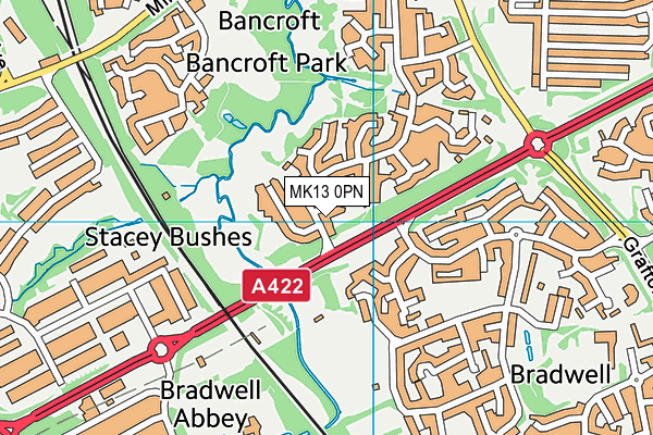 MK13 0PN map - OS VectorMap District (Ordnance Survey)