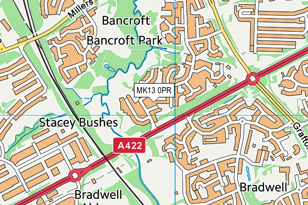 MK13 0PR map - OS VectorMap District (Ordnance Survey)