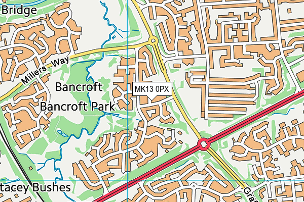 MK13 0PX map - OS VectorMap District (Ordnance Survey)