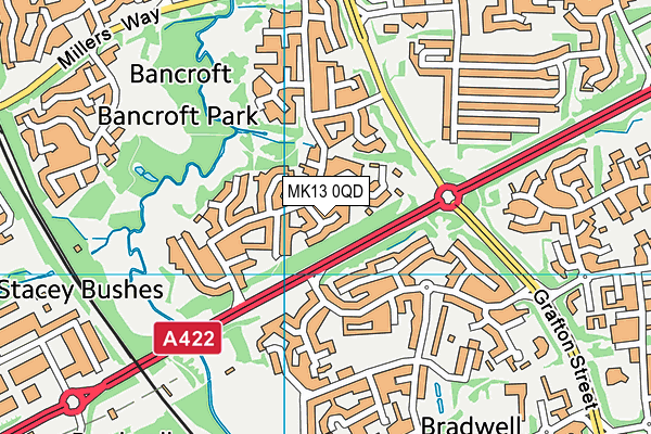 MK13 0QD map - OS VectorMap District (Ordnance Survey)