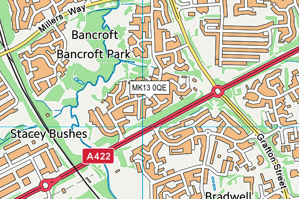 MK13 0QE map - OS VectorMap District (Ordnance Survey)