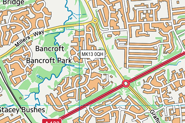 MK13 0QH map - OS VectorMap District (Ordnance Survey)