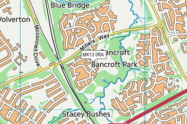 MK13 0RA map - OS VectorMap District (Ordnance Survey)