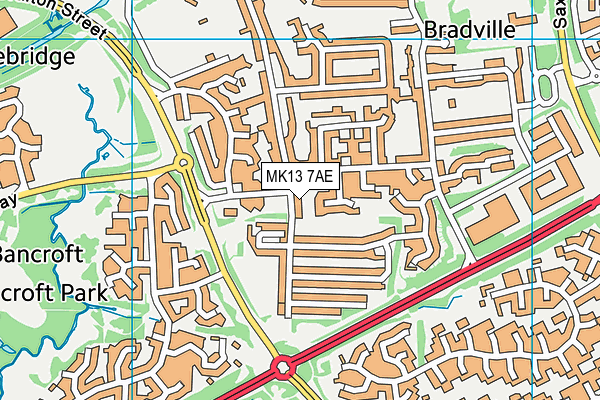 MK13 7AE map - OS VectorMap District (Ordnance Survey)