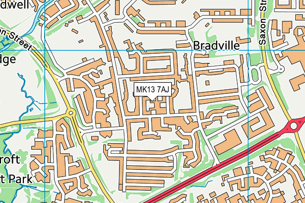 MK13 7AJ map - OS VectorMap District (Ordnance Survey)