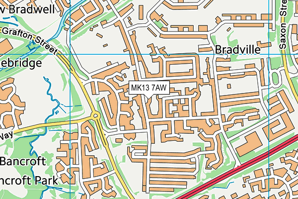 MK13 7AW map - OS VectorMap District (Ordnance Survey)