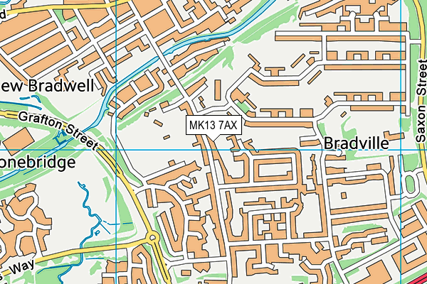 MK13 7AX map - OS VectorMap District (Ordnance Survey)
