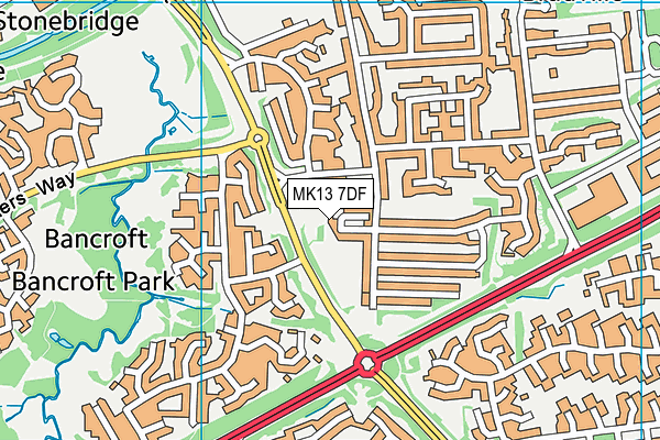 MK13 7DF map - OS VectorMap District (Ordnance Survey)