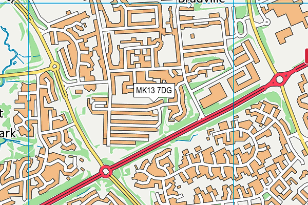 MK13 7DG map - OS VectorMap District (Ordnance Survey)