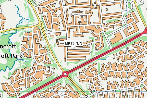 MK13 7DN map - OS VectorMap District (Ordnance Survey)