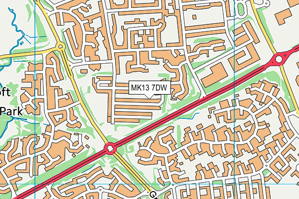 MK13 7DW map - OS VectorMap District (Ordnance Survey)