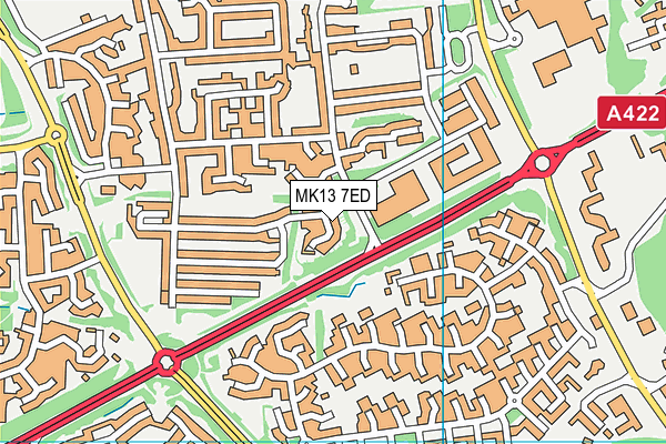 MK13 7ED map - OS VectorMap District (Ordnance Survey)