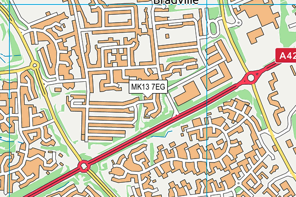 MK13 7EG map - OS VectorMap District (Ordnance Survey)