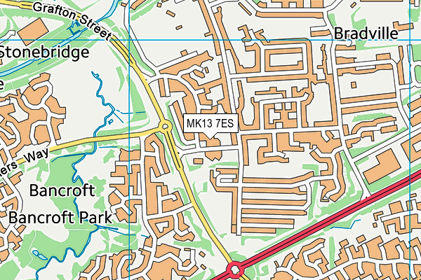 MK13 7ES map - OS VectorMap District (Ordnance Survey)