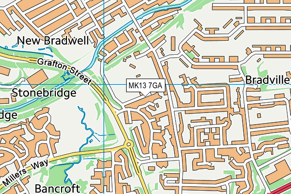 MK13 7GA map - OS VectorMap District (Ordnance Survey)