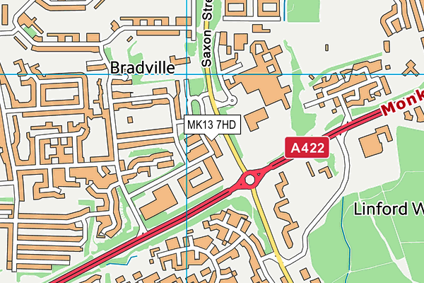 MK13 7HD map - OS VectorMap District (Ordnance Survey)